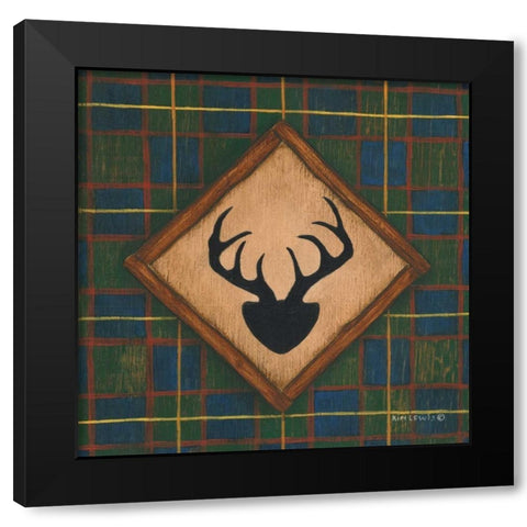 Antlers Black Modern Wood Framed Art Print by Lewis, Kim