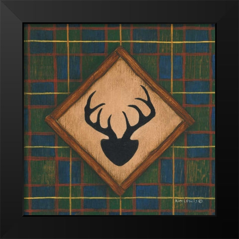 Antlers Black Modern Wood Framed Art Print by Lewis, Kim