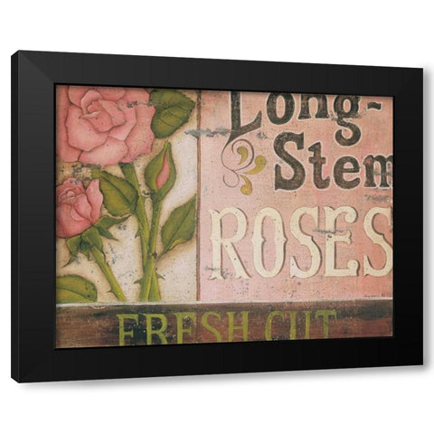 Long Stem Roses Black Modern Wood Framed Art Print by Lewis, Kim