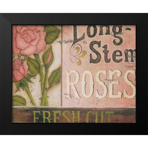 Long Stem Roses Black Modern Wood Framed Art Print by Lewis, Kim