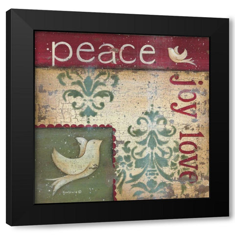 Peace Joy Love Black Modern Wood Framed Art Print with Double Matting by Lewis, Kim