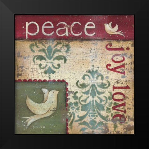 Peace Joy Love Black Modern Wood Framed Art Print by Lewis, Kim
