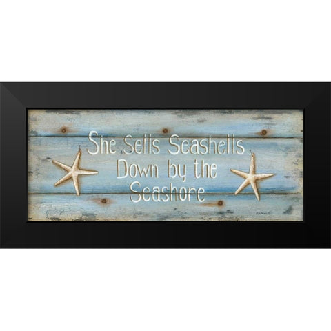 She Sells Seashells Black Modern Wood Framed Art Print by Lewis, Kim