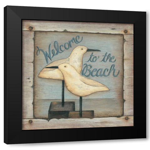 Welcome to the Beach Black Modern Wood Framed Art Print by Lewis, Kim