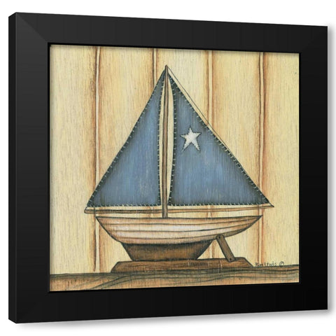 Sailboat with Star Black Modern Wood Framed Art Print by Lewis, Kim