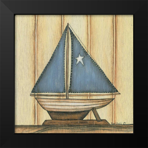 Sailboat with Star Black Modern Wood Framed Art Print by Lewis, Kim