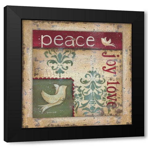 Peace-Joy-Love Black Modern Wood Framed Art Print by Lewis, Kim