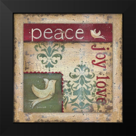 Peace-Joy-Love Black Modern Wood Framed Art Print by Lewis, Kim