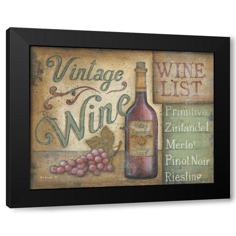 Wine List Black Modern Wood Framed Art Print by Lewis, Kim