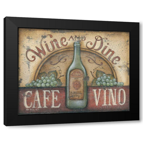 Wine and Dine Black Modern Wood Framed Art Print by Lewis, Kim