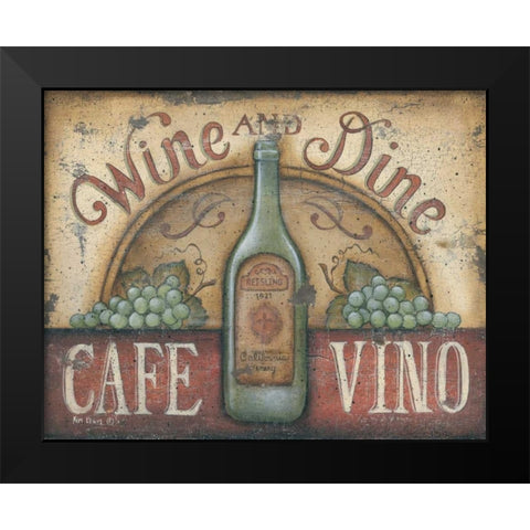 Wine and Dine Black Modern Wood Framed Art Print by Lewis, Kim