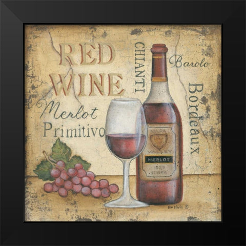 Red Wine Black Modern Wood Framed Art Print by Lewis, Kim