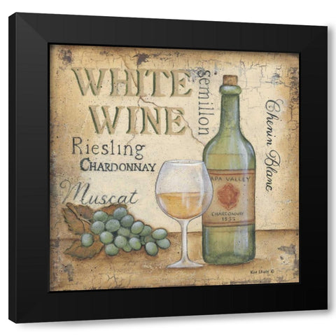 White Wine Black Modern Wood Framed Art Print by Lewis, Kim