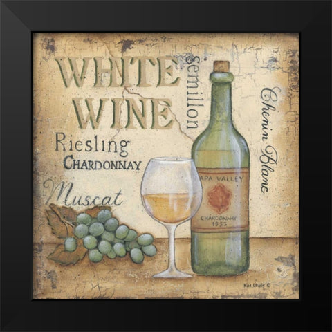 White Wine Black Modern Wood Framed Art Print by Lewis, Kim
