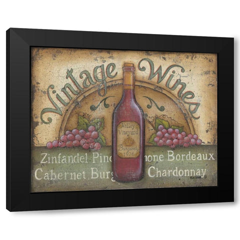 Vintage Wines Black Modern Wood Framed Art Print by Lewis, Kim