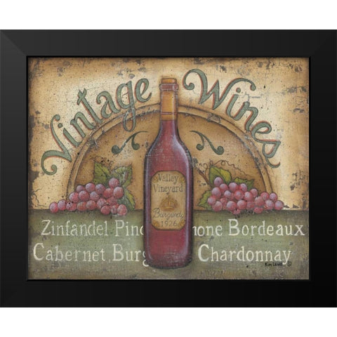 Vintage Wines Black Modern Wood Framed Art Print by Lewis, Kim