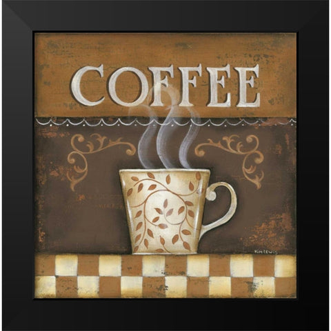 Coffee Black Modern Wood Framed Art Print by Lewis, Kim