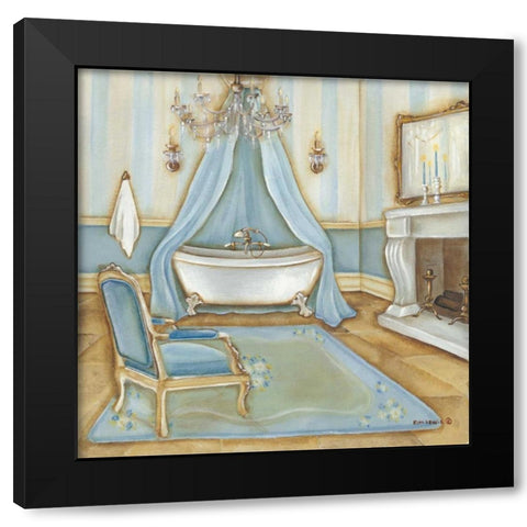 Blue Bath Black Modern Wood Framed Art Print by Lewis, Kim
