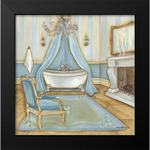 Blue Bath Black Modern Wood Framed Art Print by Lewis, Kim
