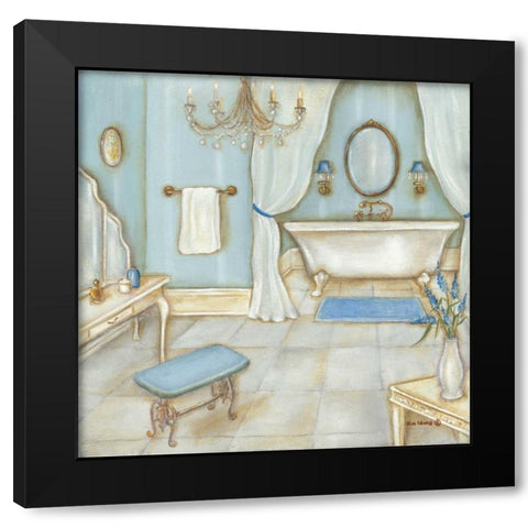 Blue Tub Black Modern Wood Framed Art Print with Double Matting by Lewis, Kim