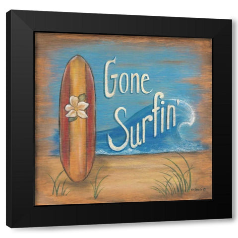 Gone Surfing Black Modern Wood Framed Art Print by Lewis, Kim