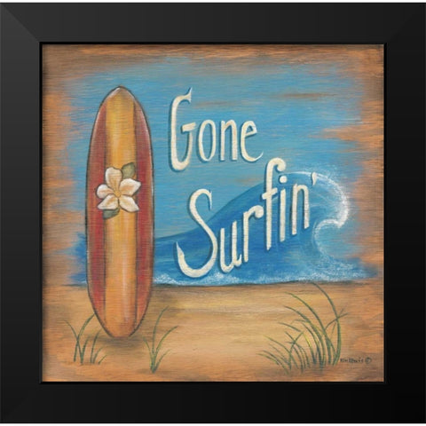 Gone Surfing Black Modern Wood Framed Art Print by Lewis, Kim