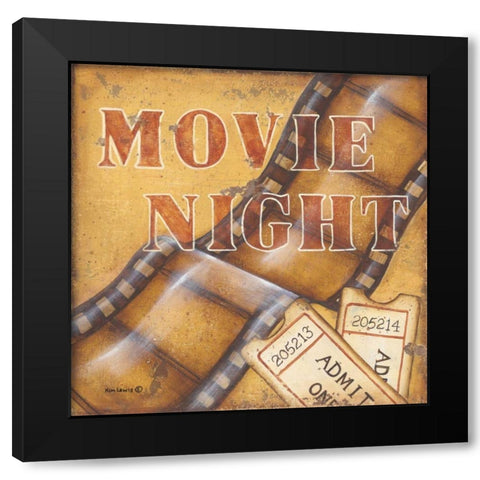 Movie Night Black Modern Wood Framed Art Print by Lewis, Kim