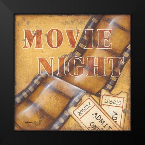 Movie Night Black Modern Wood Framed Art Print by Lewis, Kim