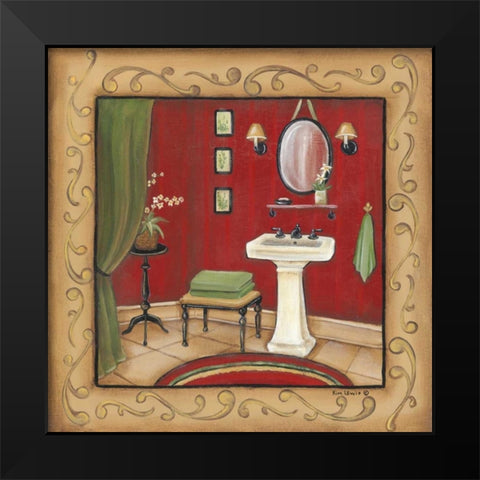 Red Bathroom Sink Black Modern Wood Framed Art Print by Lewis, Kim