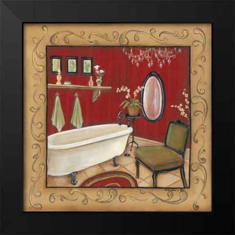 Red Bathroom Tub Black Modern Wood Framed Art Print by Lewis, Kim
