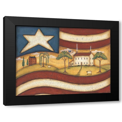 Folk Flag II Black Modern Wood Framed Art Print by Lewis, Kim