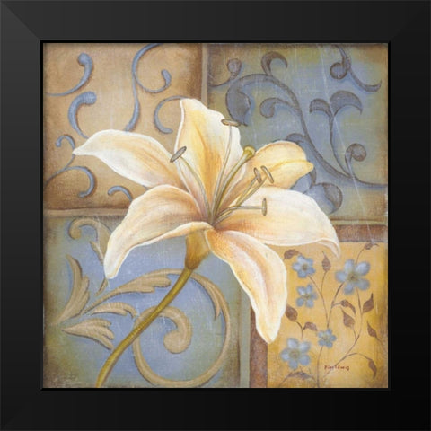 White Lily Black Modern Wood Framed Art Print by Lewis, Kim