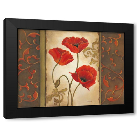Poppy II Black Modern Wood Framed Art Print by Lewis, Kim