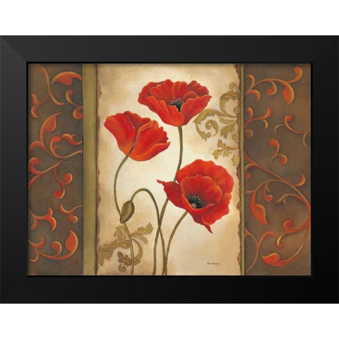 Poppy II Black Modern Wood Framed Art Print by Lewis, Kim