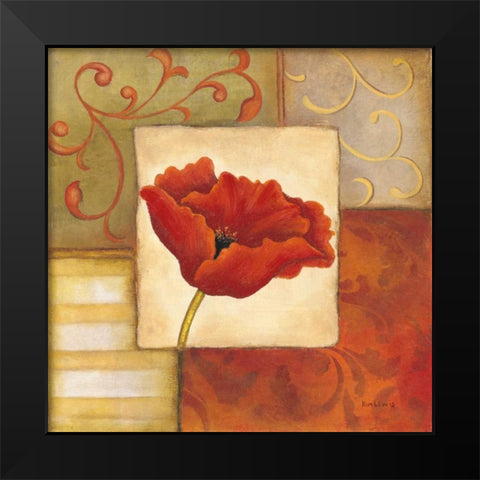 Orange Poppy II Black Modern Wood Framed Art Print by Lewis, Kim