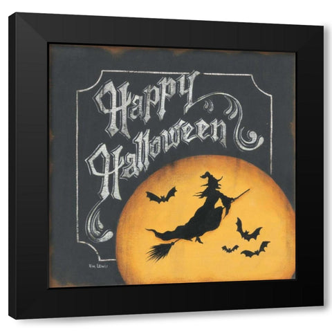 Happy Halloween Black Modern Wood Framed Art Print by Lewis, Kim