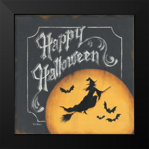 Happy Halloween Black Modern Wood Framed Art Print by Lewis, Kim
