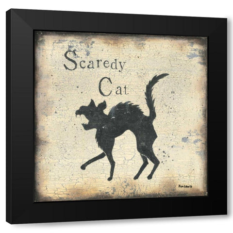 Scaredy Cat Black Modern Wood Framed Art Print by Lewis, Kim
