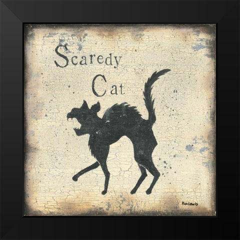 Scaredy Cat Black Modern Wood Framed Art Print by Lewis, Kim