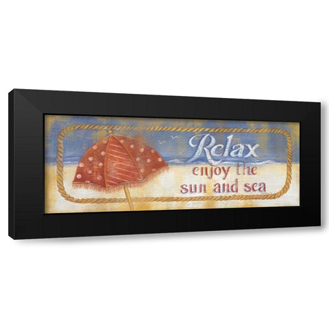 Enjoy the Sand and Sea Black Modern Wood Framed Art Print by Lewis, Kim