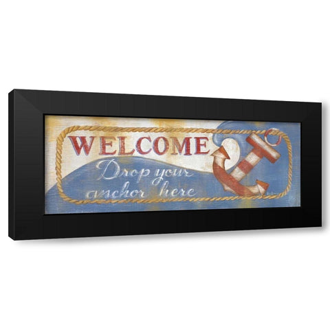 Drop Your Anchor Here Black Modern Wood Framed Art Print by Lewis, Kim