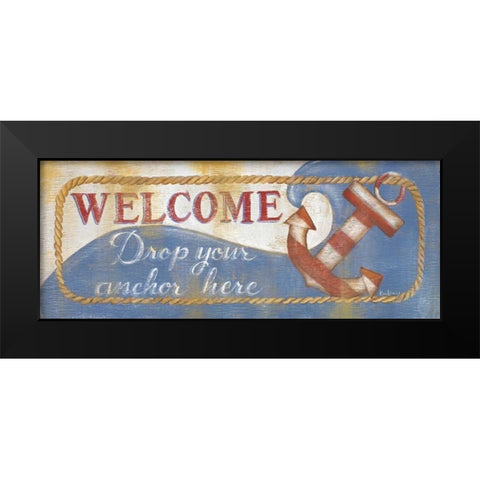 Drop Your Anchor Here Black Modern Wood Framed Art Print by Lewis, Kim