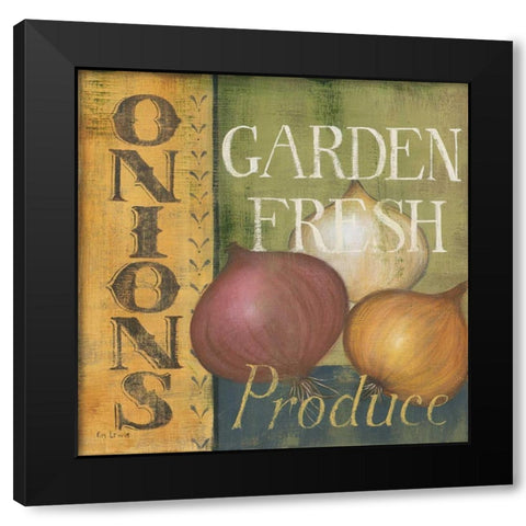 Onions Black Modern Wood Framed Art Print by Lewis, Kim
