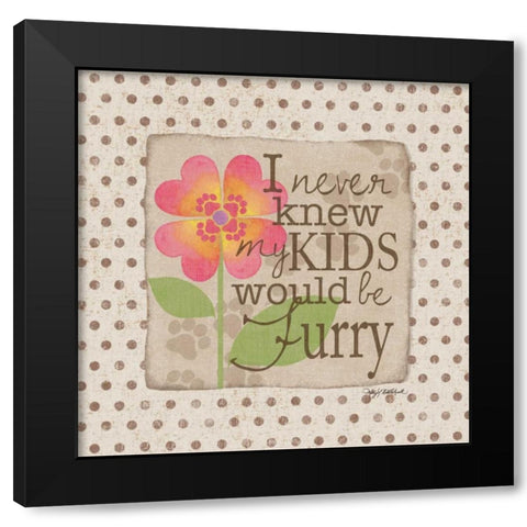 Furry Kids Black Modern Wood Framed Art Print with Double Matting by Wolk, Lisa