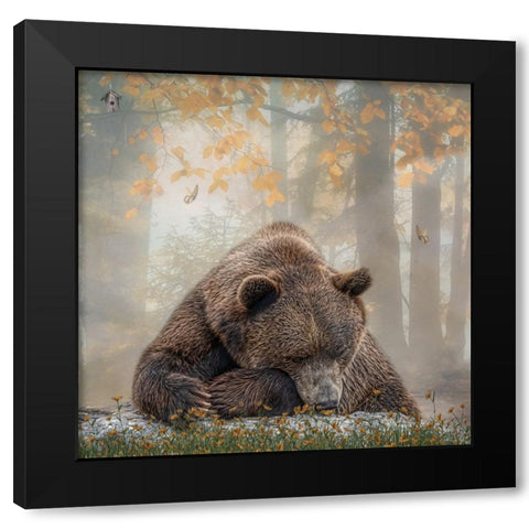 Autumn Slumber Black Modern Wood Framed Art Print by Parker, Kelley