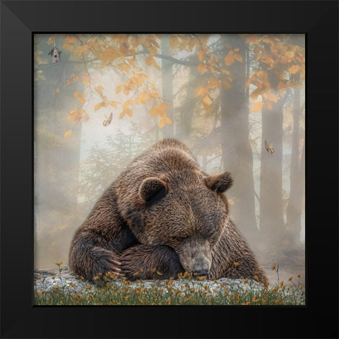 Autumn Slumber Black Modern Wood Framed Art Print by Parker, Kelley