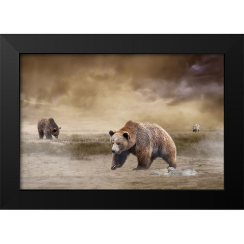 Land of the Grizzly Black Modern Wood Framed Art Print by Parker, Kelley