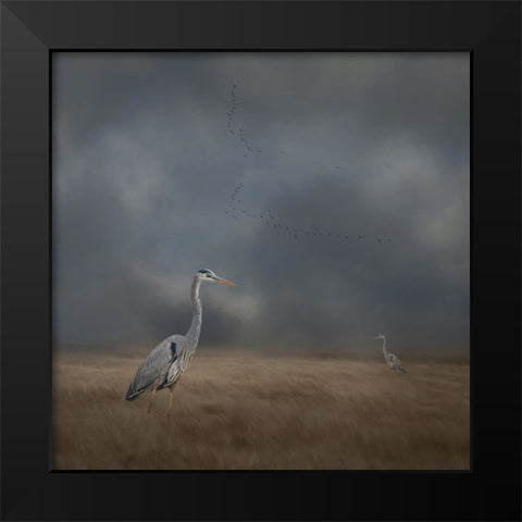 Herons Sanctuary Black Modern Wood Framed Art Print by Parker, Kelley