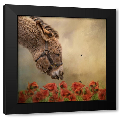 Stop and Smell the Flowers Black Modern Wood Framed Art Print by Parker, Kelley