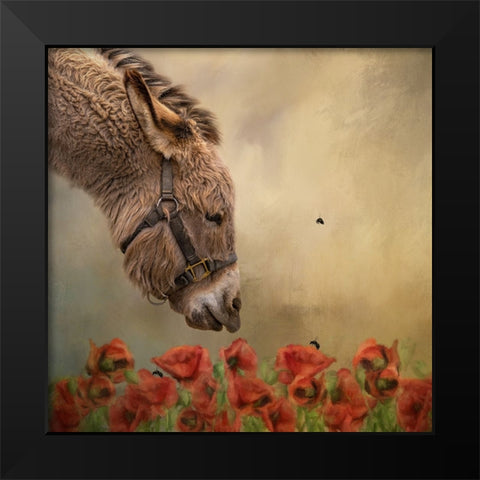 Stop and Smell the Flowers Black Modern Wood Framed Art Print by Parker, Kelley